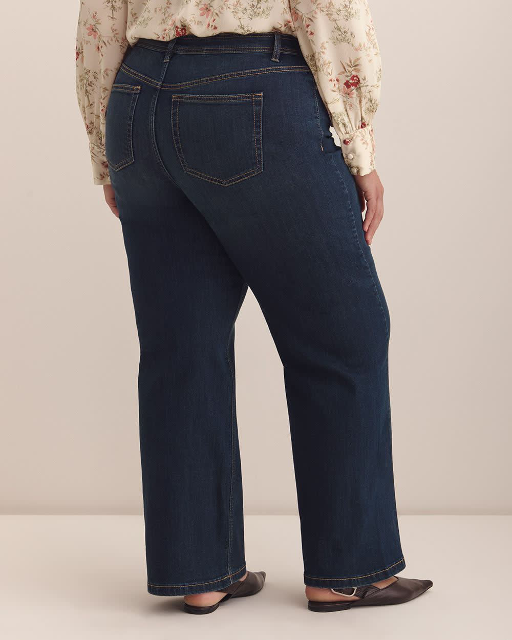 Pantalon en denim à  jambe ultra large avec couture avancée- Addition Elle