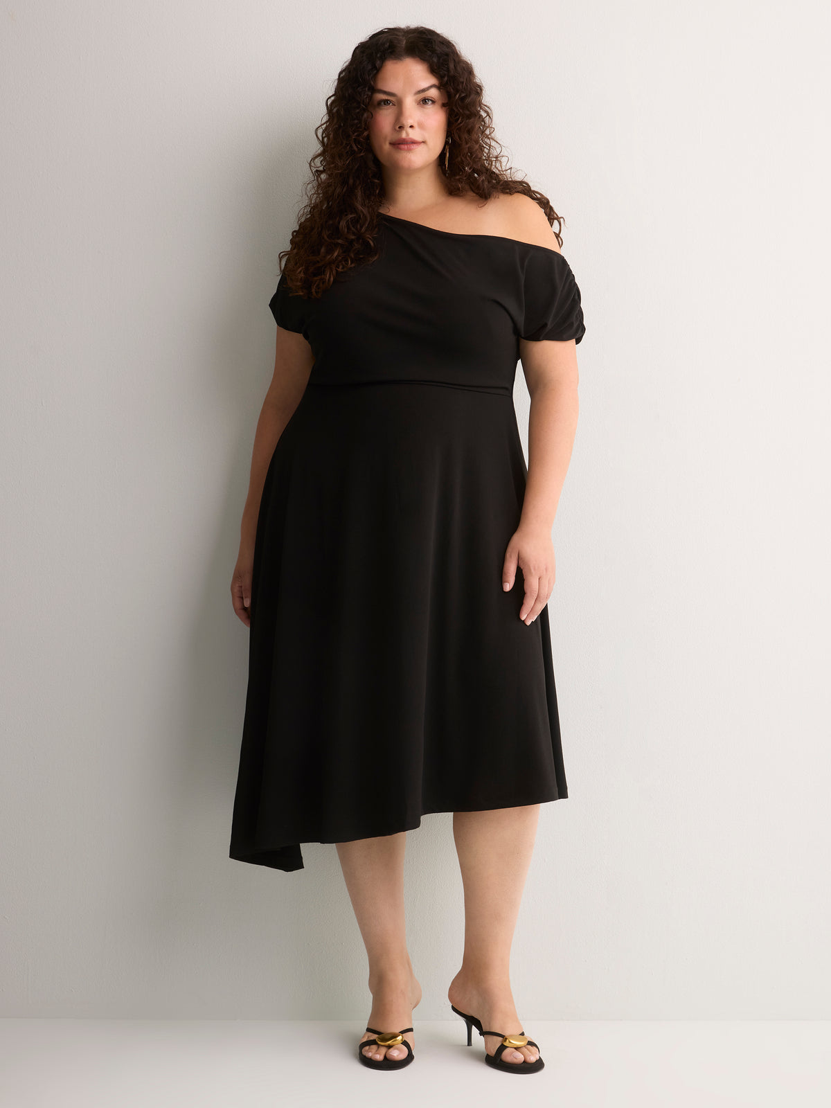 Asymmetrical Off-Shoulder Midi Dress - Addition Elle