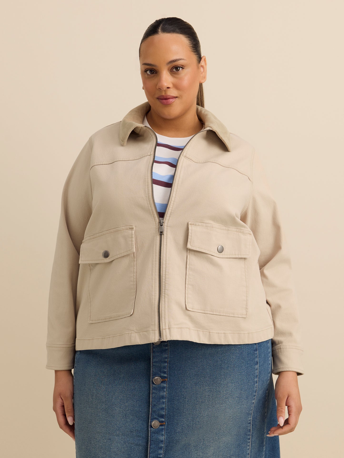 Veste utilitaire en coton délavé