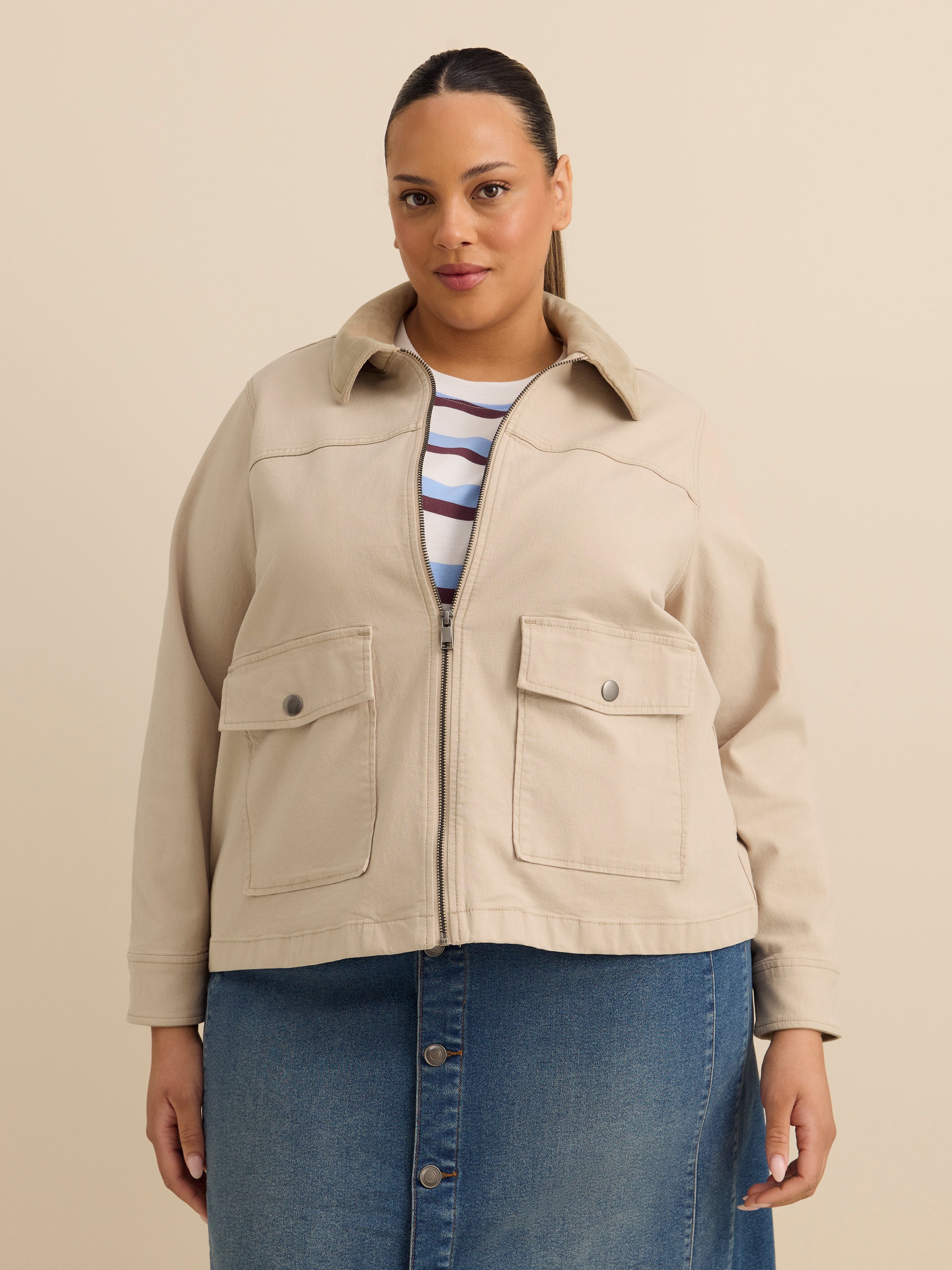 Veste utilitaire en coton délavé