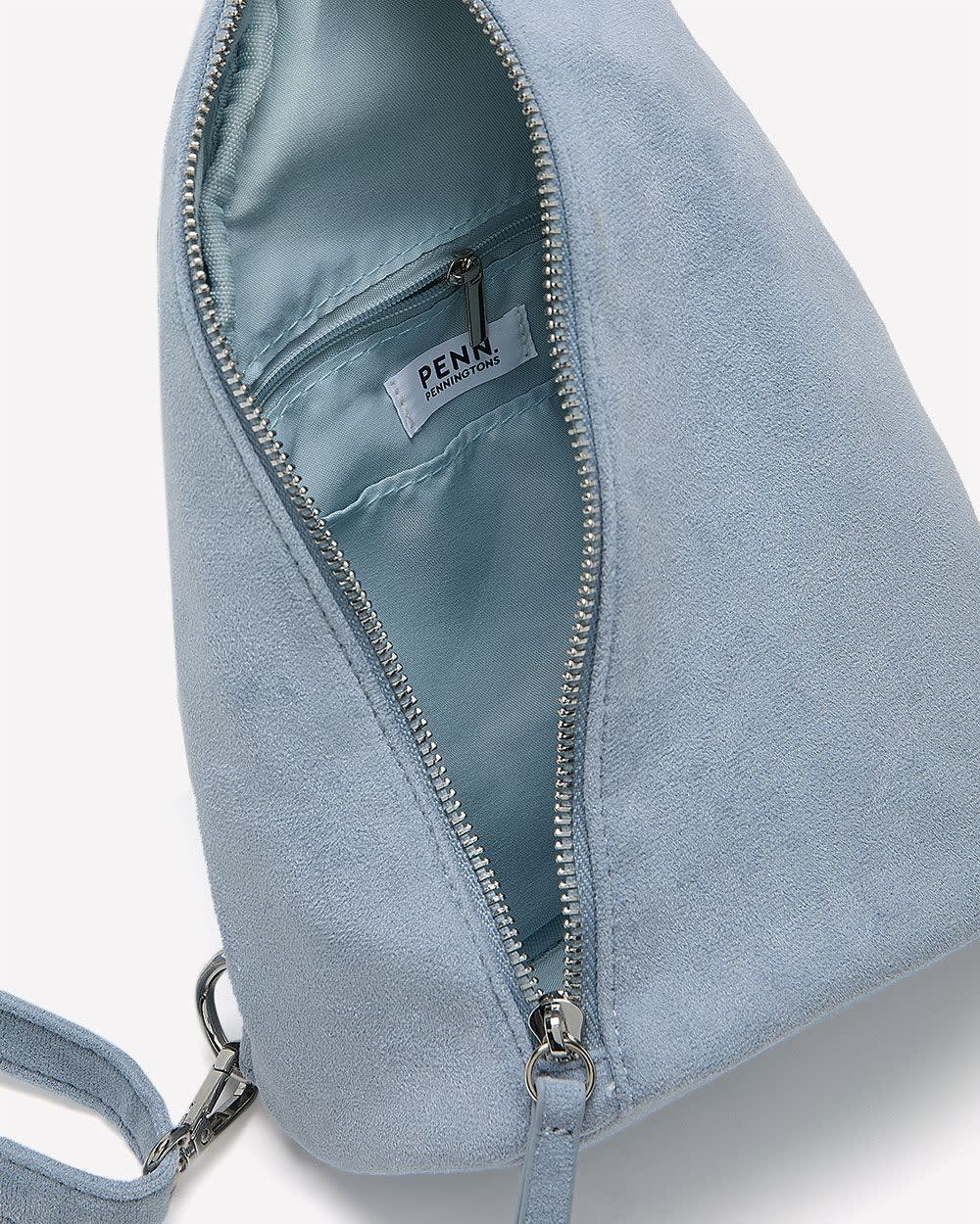 Sac à bandoulière en suède bleu-gris