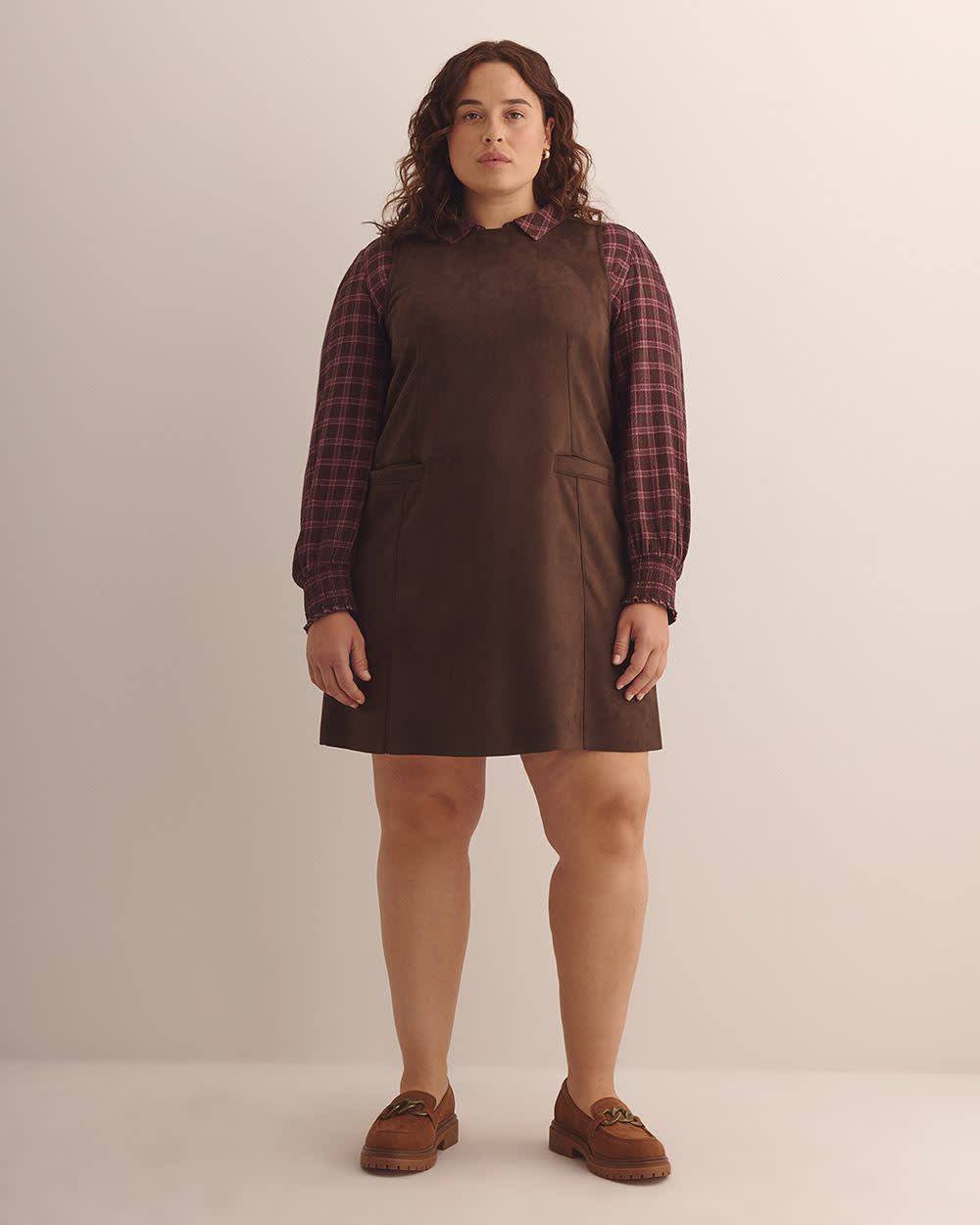 Brown Sleeveless Faux Suede Dress