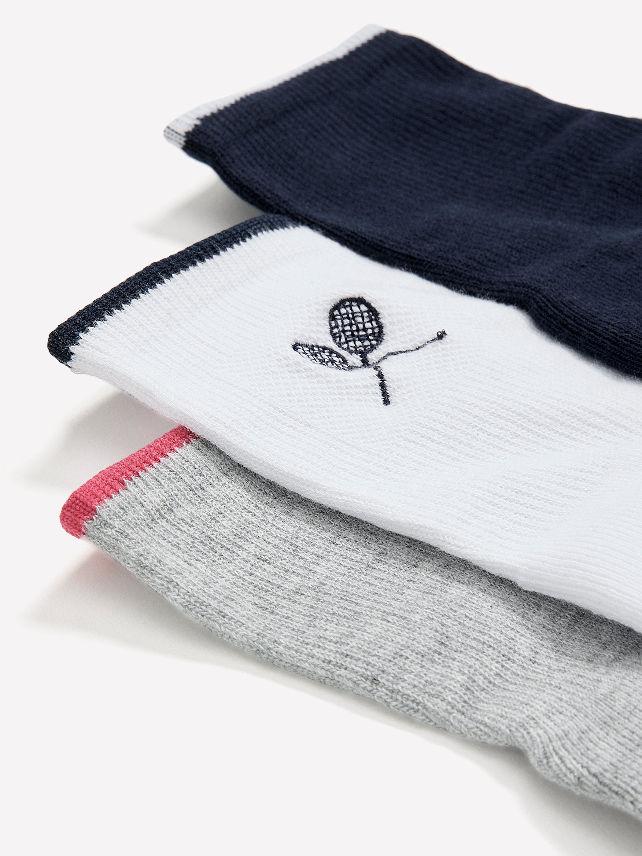 Ankle Socks with Contrast Edge and Tennis Logo - Active Zone