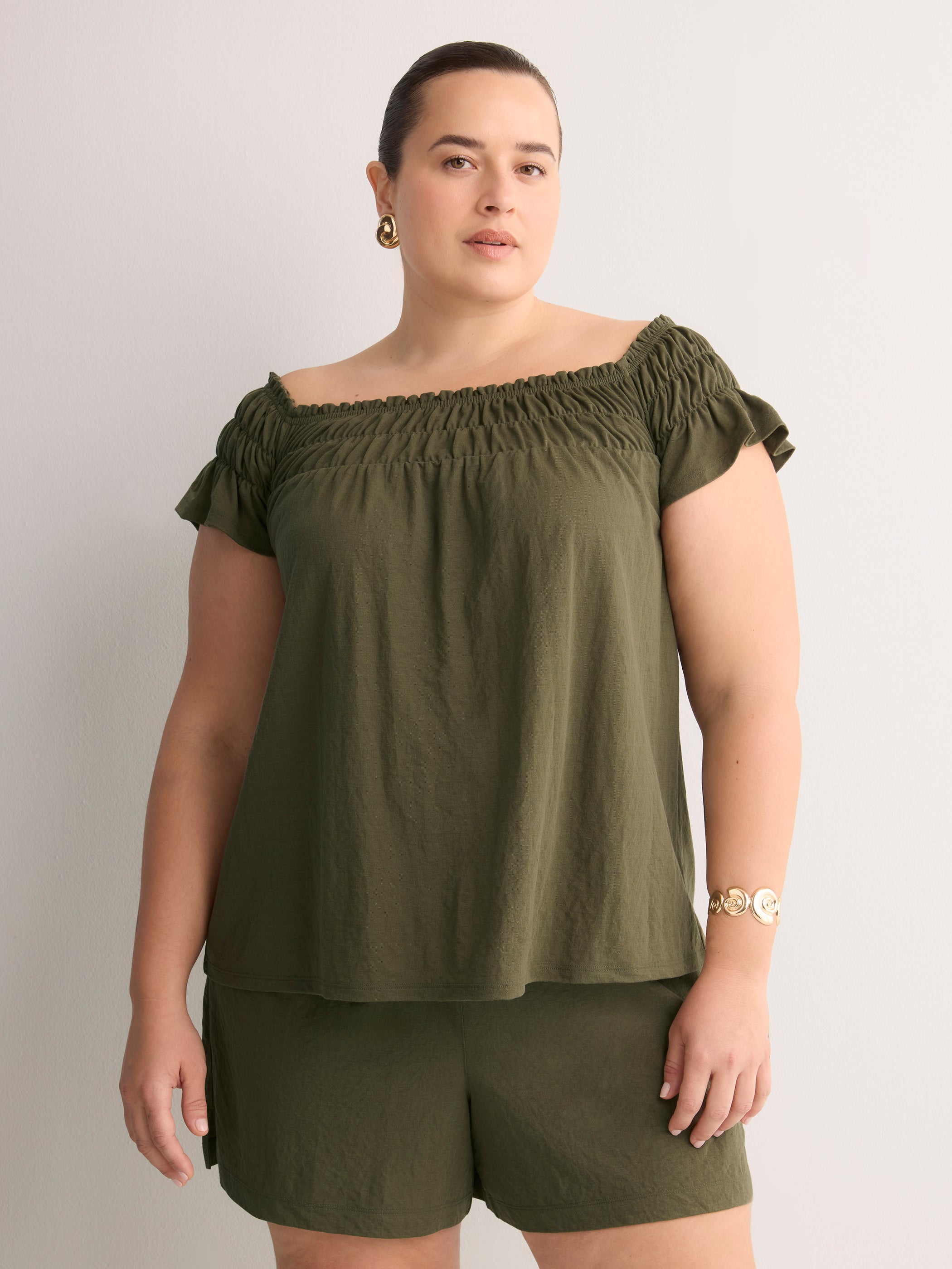 Responsible, Slight Swing Off-Shoulder Knit Top