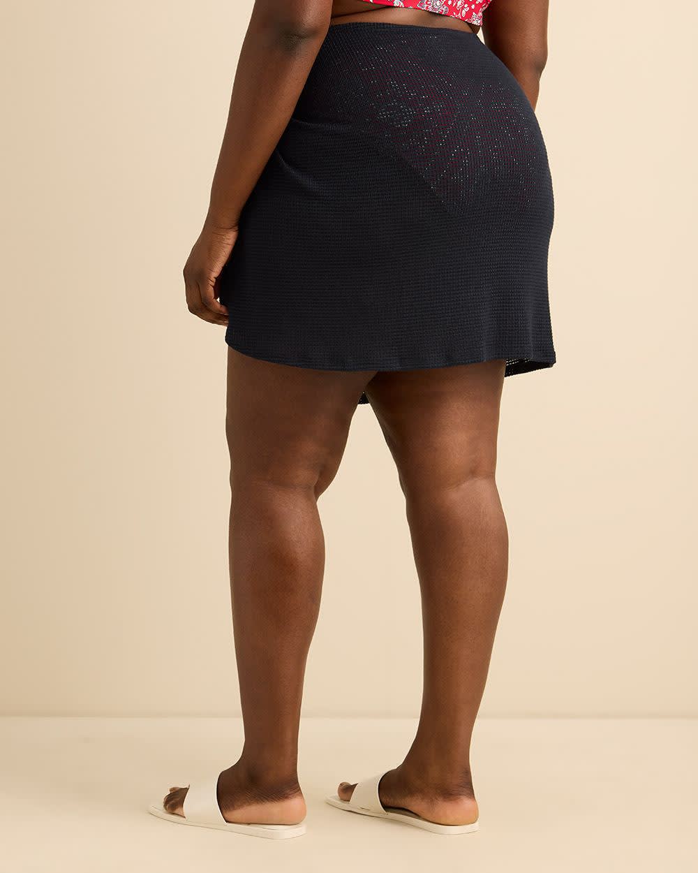 Black Crochet Pareo Swim Cover-Up Skirt