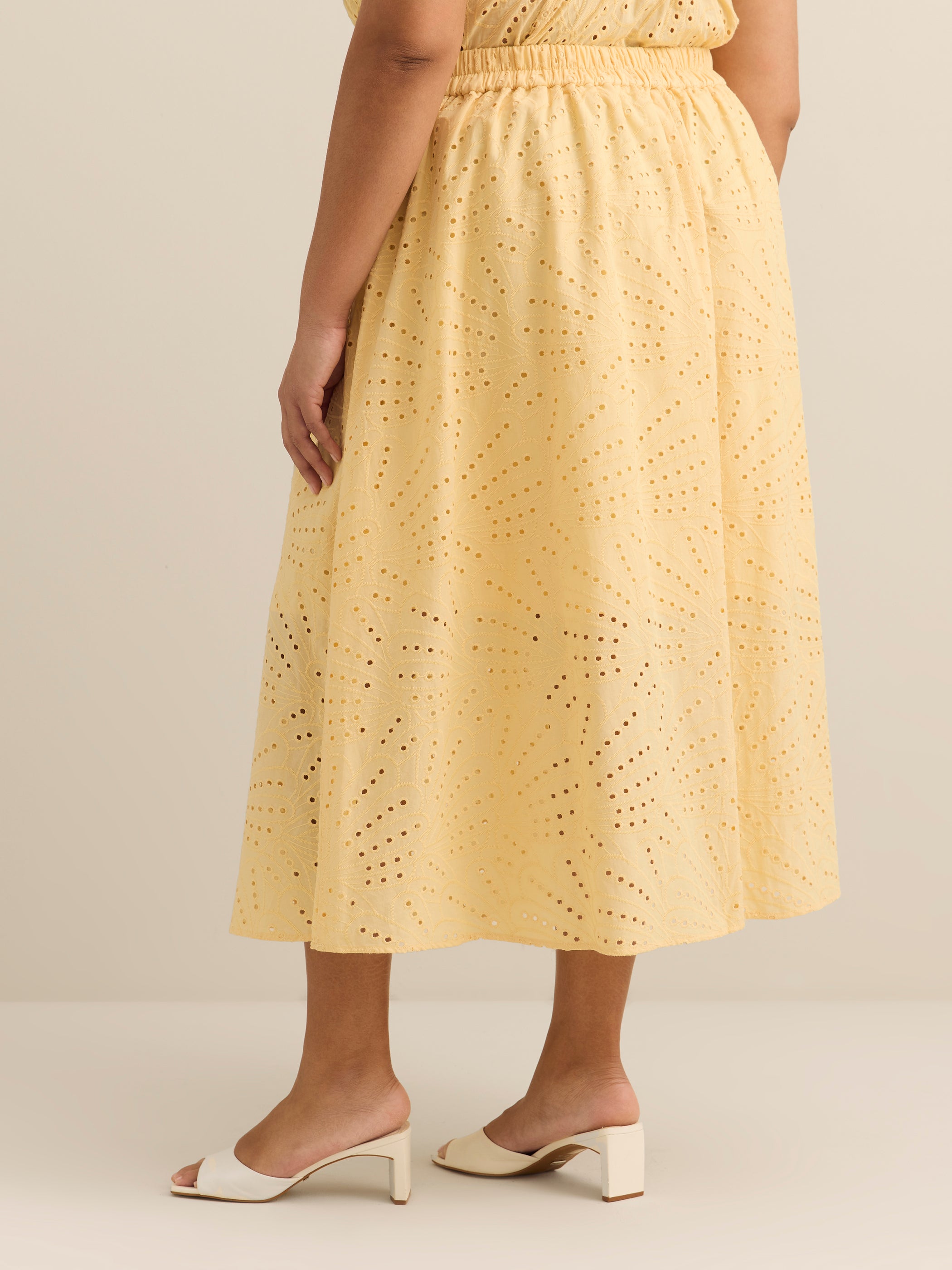 Embroidered Cotton Midi Skirt