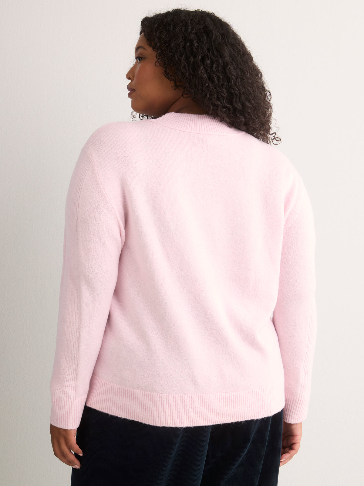 Pink Loose V-Neck Sweater