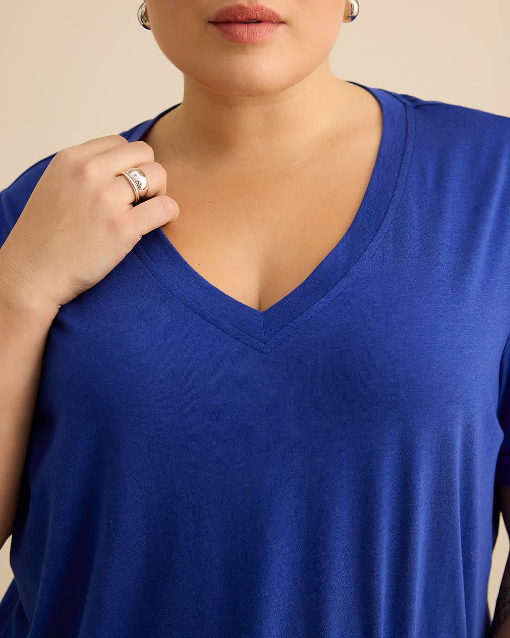 Responsible, V-Neck Boyfriend Tee with Slits