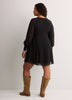 Black Chiffon Balloon-Sleeve Swing Short Dress - Addition Elle