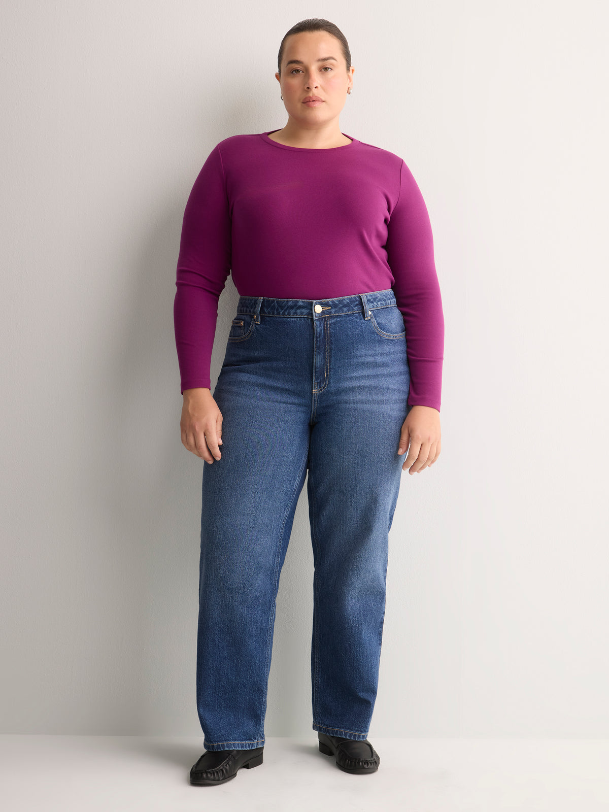 Straight-Leg Mid-Rise Classic Denim Pant - Addition Elle