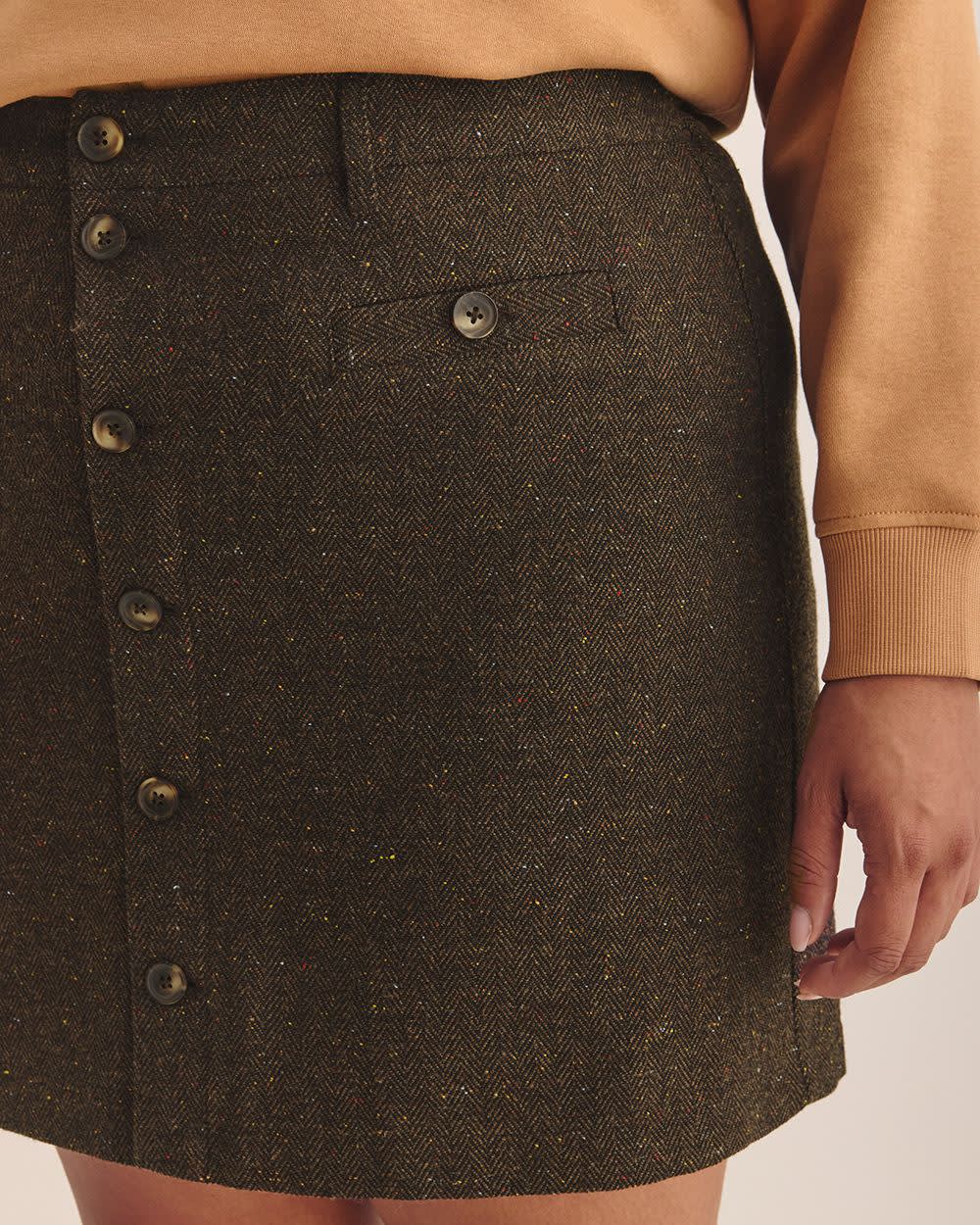 Curvy Brown Wool Blend Mini Skirt