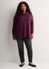 Loose French Terry Tunic Top with Buttoned Johnny Collar