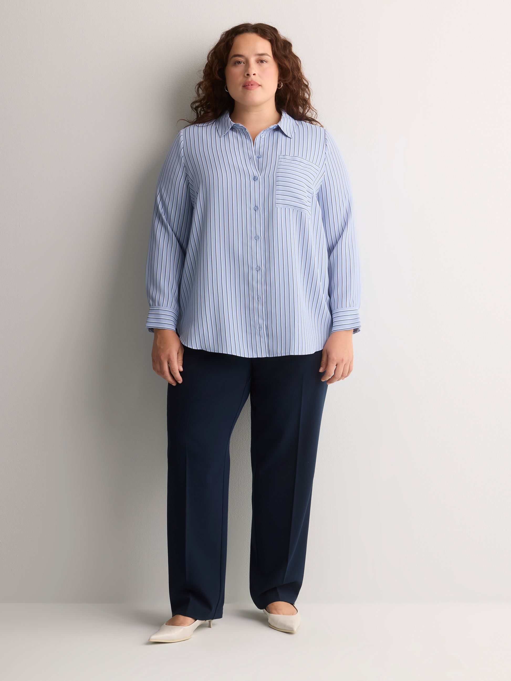 Responsible, Silky Buttoned Down Tunic Shirt