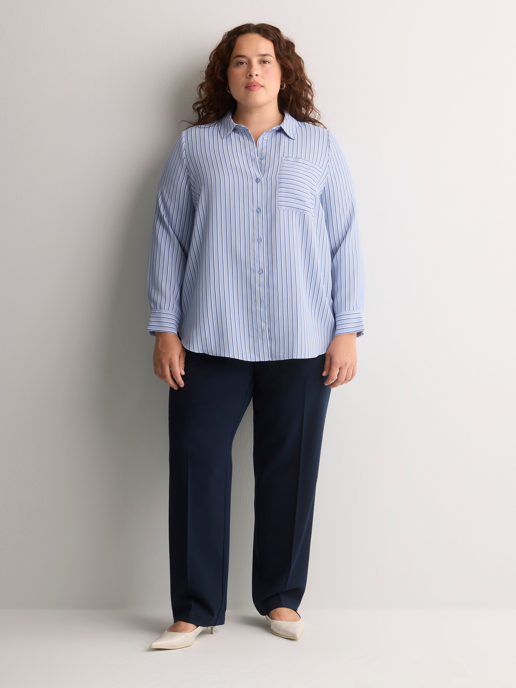 Responsible, Silky Buttoned Down Tunic Shirt