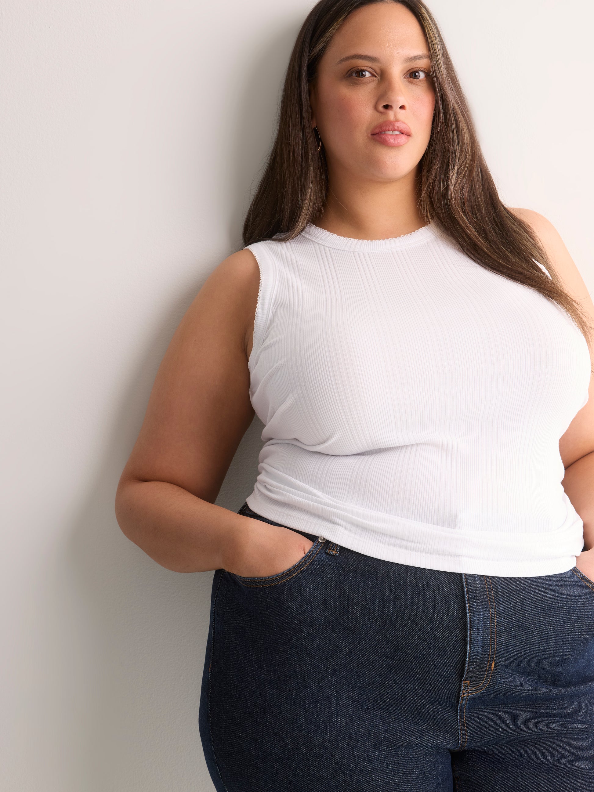 Ribbed Knit Fitted Tank Top