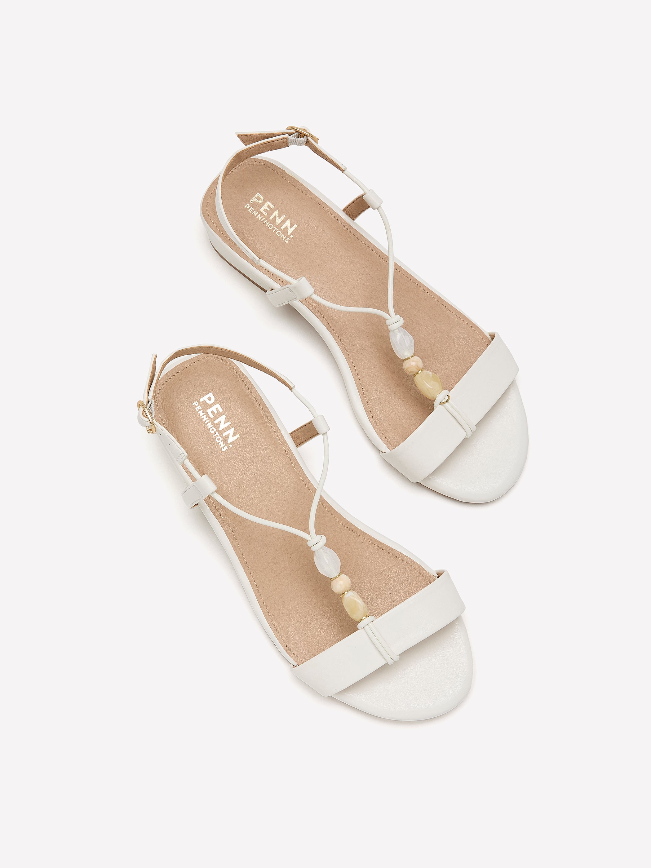 Extra Wide Width, Low Block-Heel Beaded Sandal