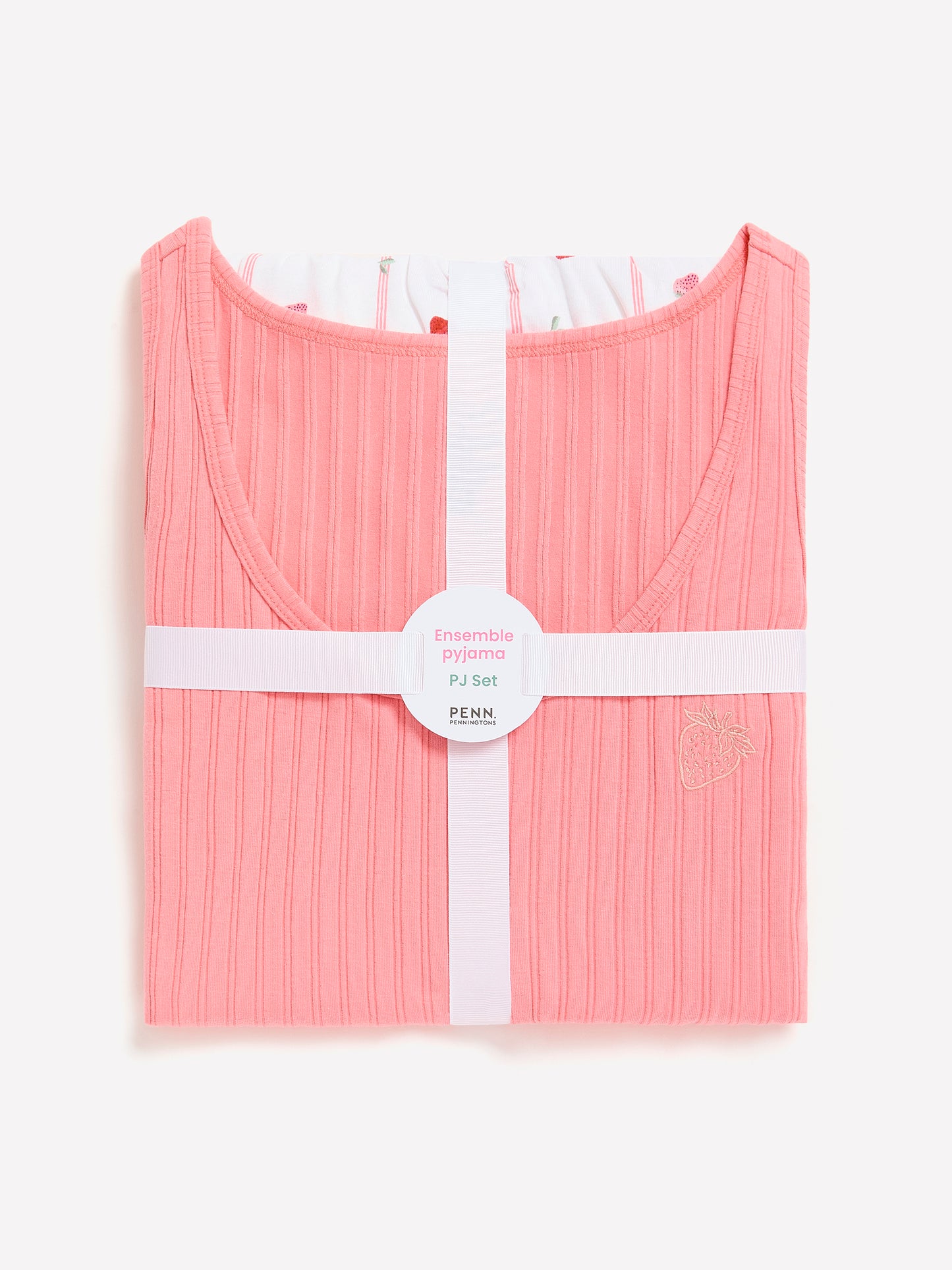 Pink Rib Tank Top and Strawberry Plaid Boxer Pyjama Set - ti Voglio
