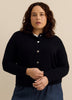 Neoprene Bomber Knit Top with Shirt Collar