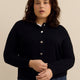 Neoprene Bomber Knit Top with Shirt Collar