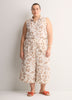 Tribal Floral-Print Sleeveless Buttoned-Down Shirt