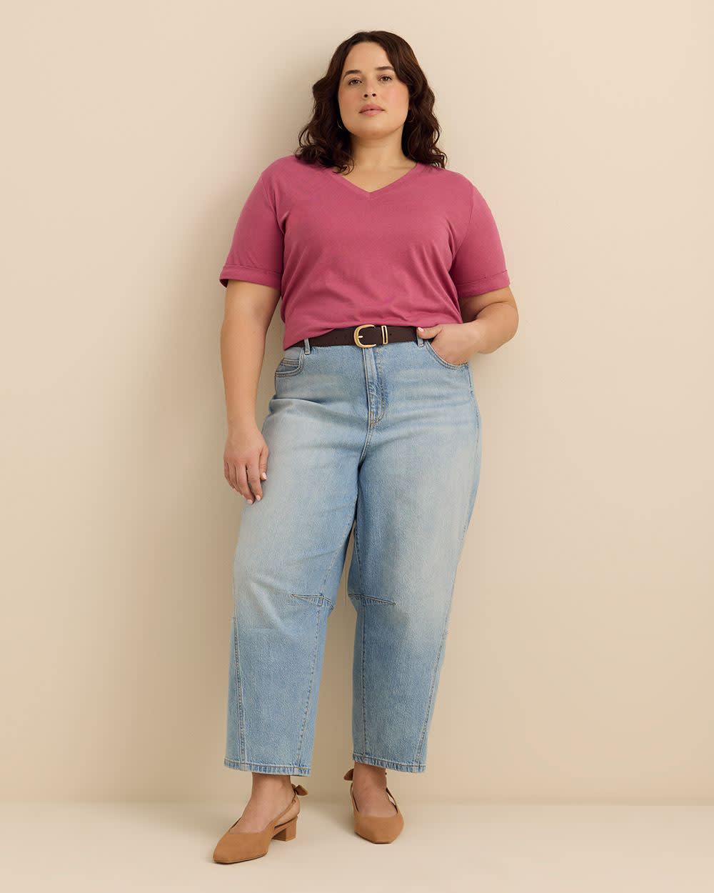 Responsible, V-Neck Boyfriend Tee with Slits