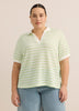 Striped Crochet Johnny Collar Polo - Active Zone