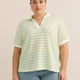 Striped Crochet Johnny Collar Polo - Active Zone