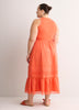 Sleeveless Shirred Tier Midi Dress