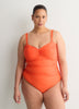Orange Bandeau High-Leg One-Piece Swimsuit