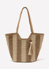 Straw Tote Bag with Beads