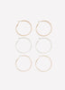 Metal Hoop Earrings, Set of 3