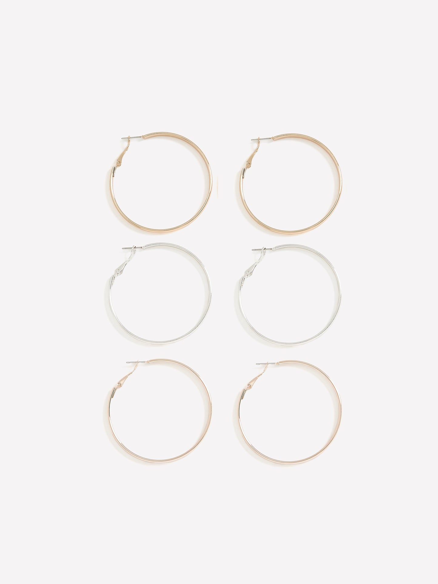 Metal Hoop Earrings, Set of 3