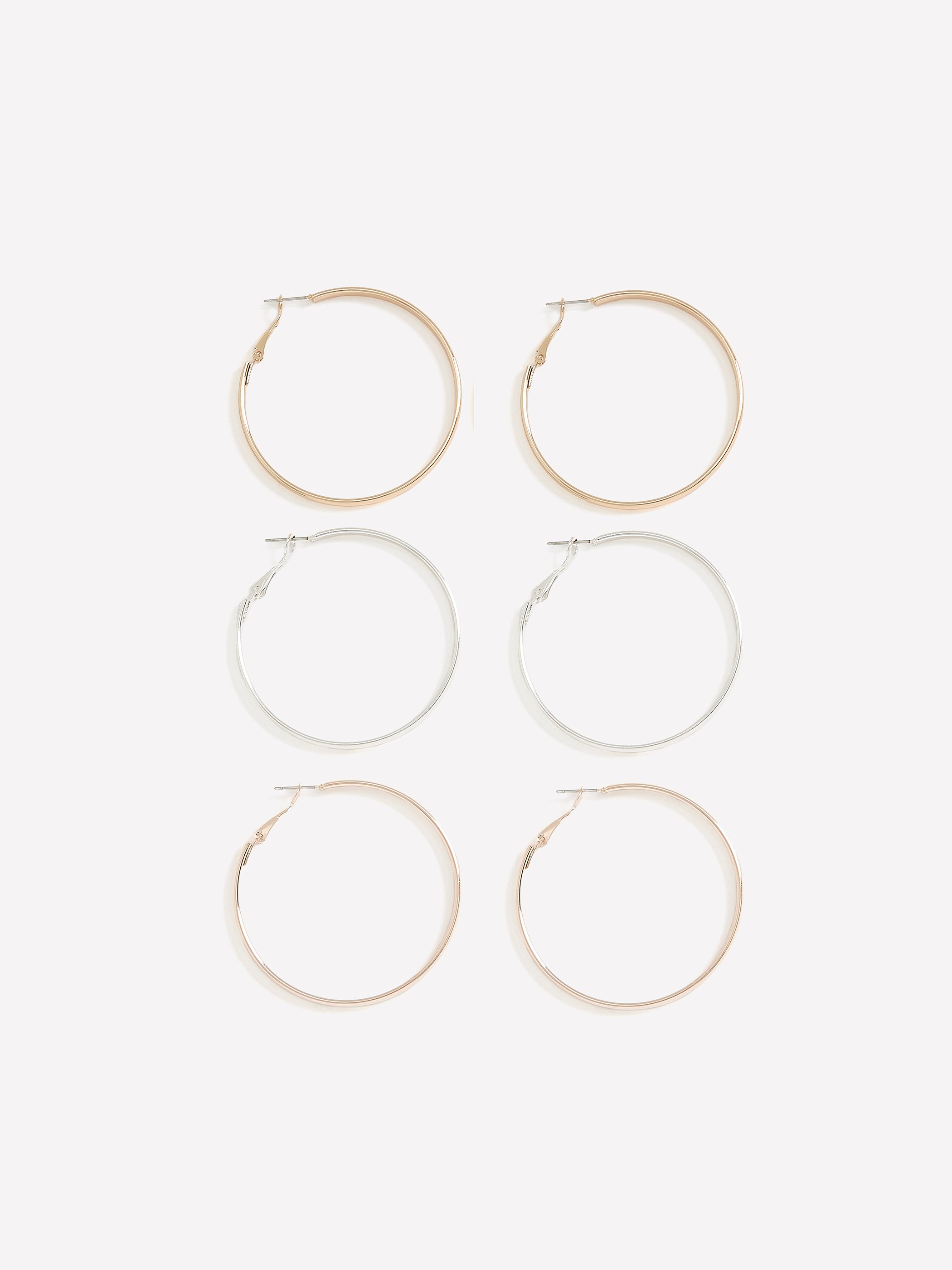 Metal Hoop Earrings, Set of 3