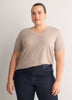 Boyfriend-Fit V-Neck Tee with Slits