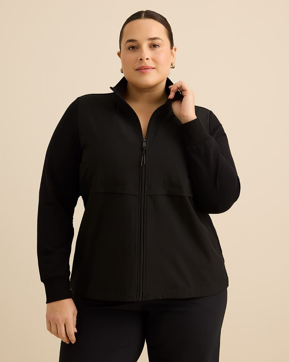 Veste zippée bimatière à col montant et manches longues - Active Zone