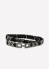 Black Stretch Belt with Floral Metal Links