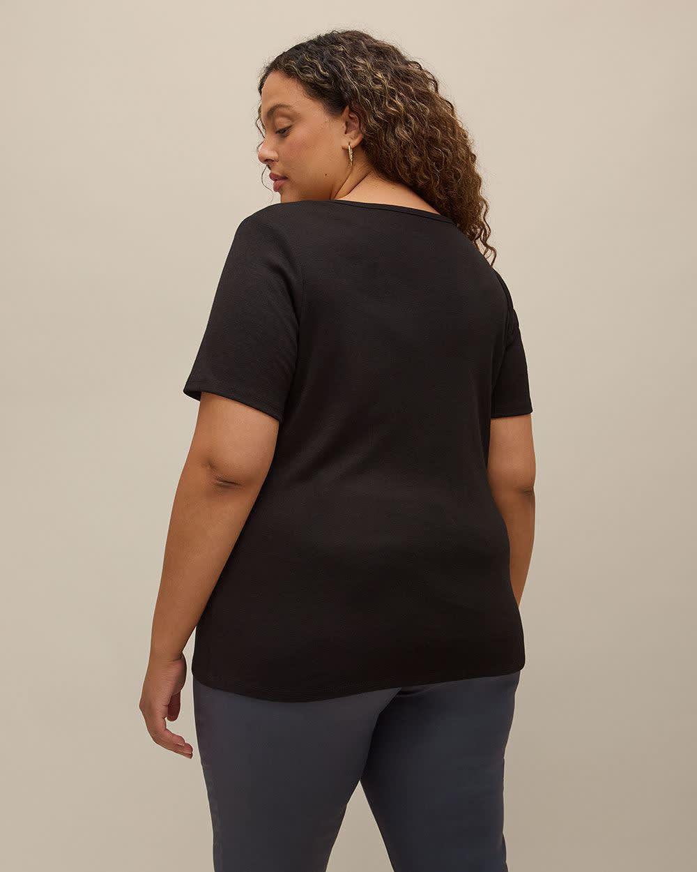 T-shirt côtelé, coupe girlfriend - Essentiels PENN.