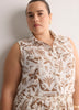 Tribal Floral-Print Sleeveless Buttoned-Down Shirt