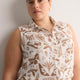 Tribal Floral-Print Sleeveless Buttoned-Down Shirt