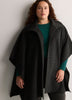 Dark Gray Stand-Collar Buttoned-Down Cape