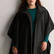 Dark Gray Stand-Collar Buttoned-Down Cape