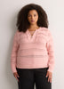 Straight Lace-Up Crew Neck Combed Knit Sweater