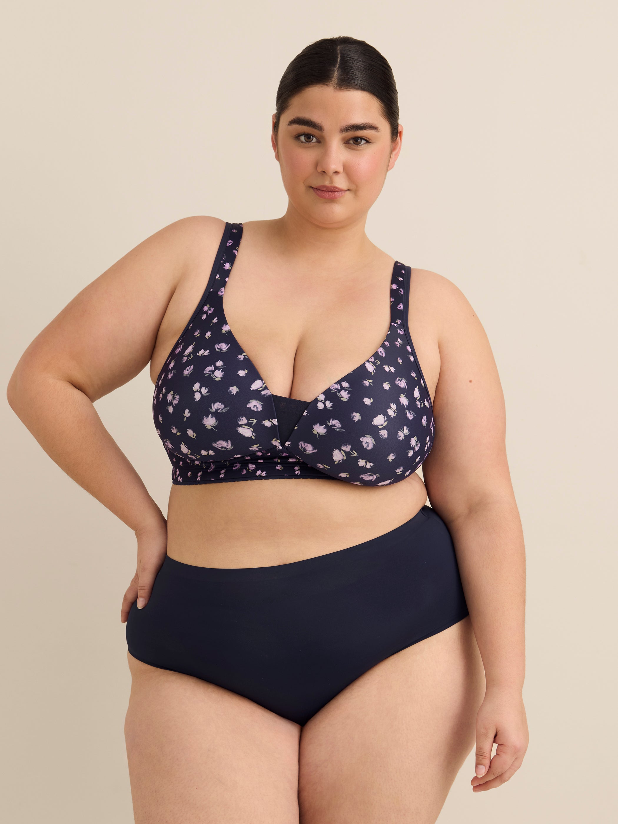 Wireless Padded T-Shirt Bra, Rose Print - ti Voglio