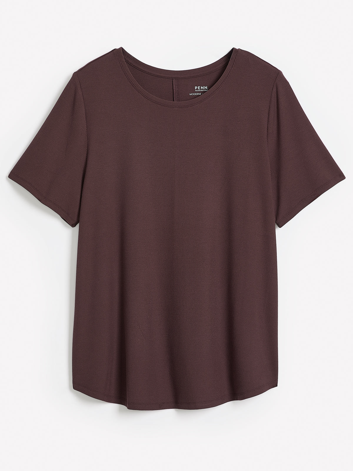 T-shirt côtelé à col rond, coupe moderne, tissu responsable - PENN. Essentials