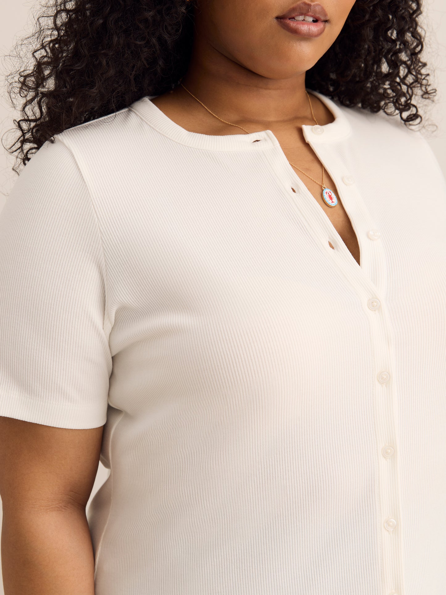 Fitted Short-Sleeve Rib Knit Cardigan