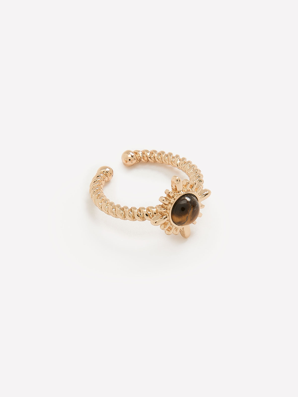 Golden Ring with Brown Stone