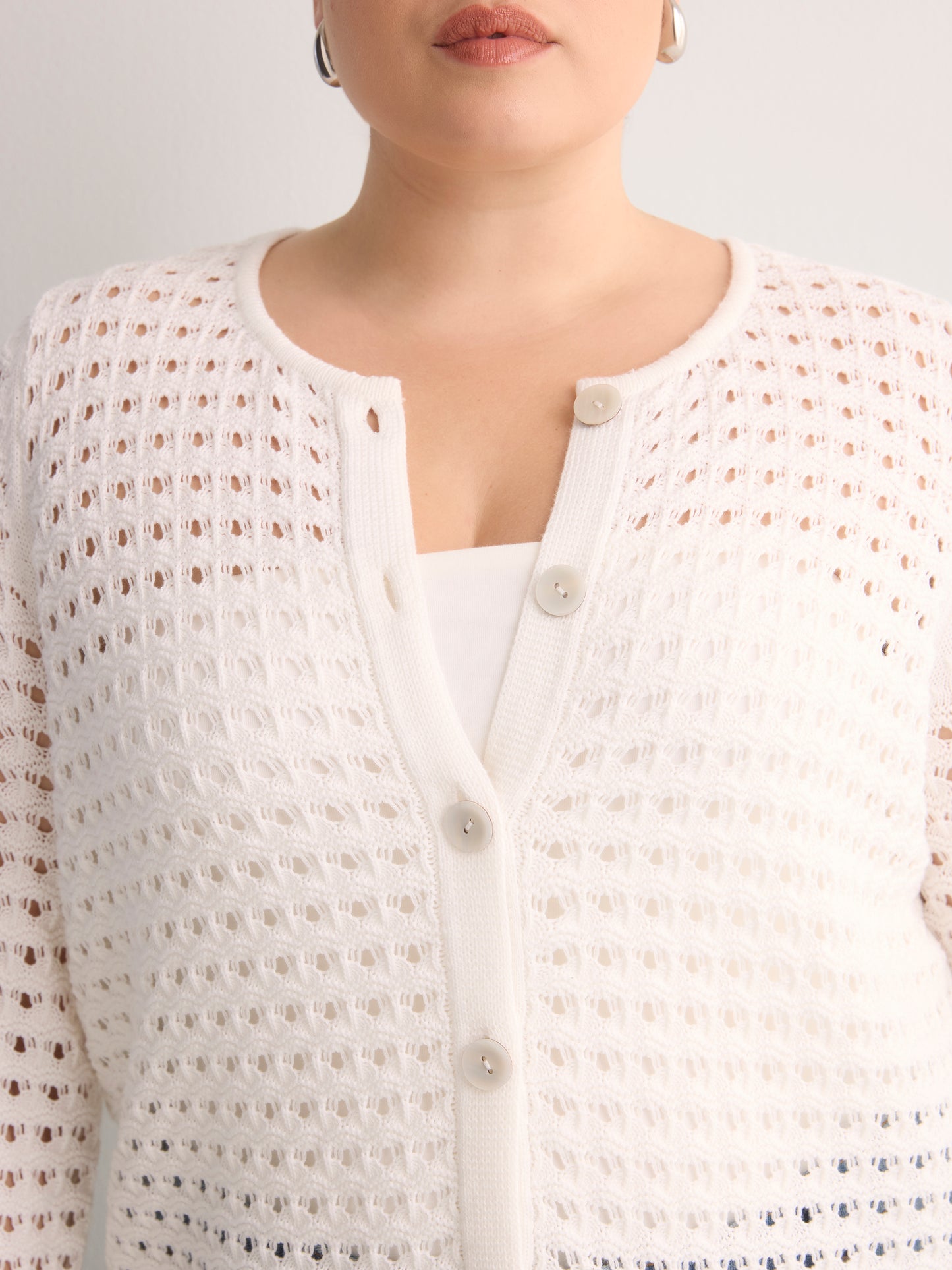 Semi-Fitted Crochet Cardigan with Long Bell Sleeves