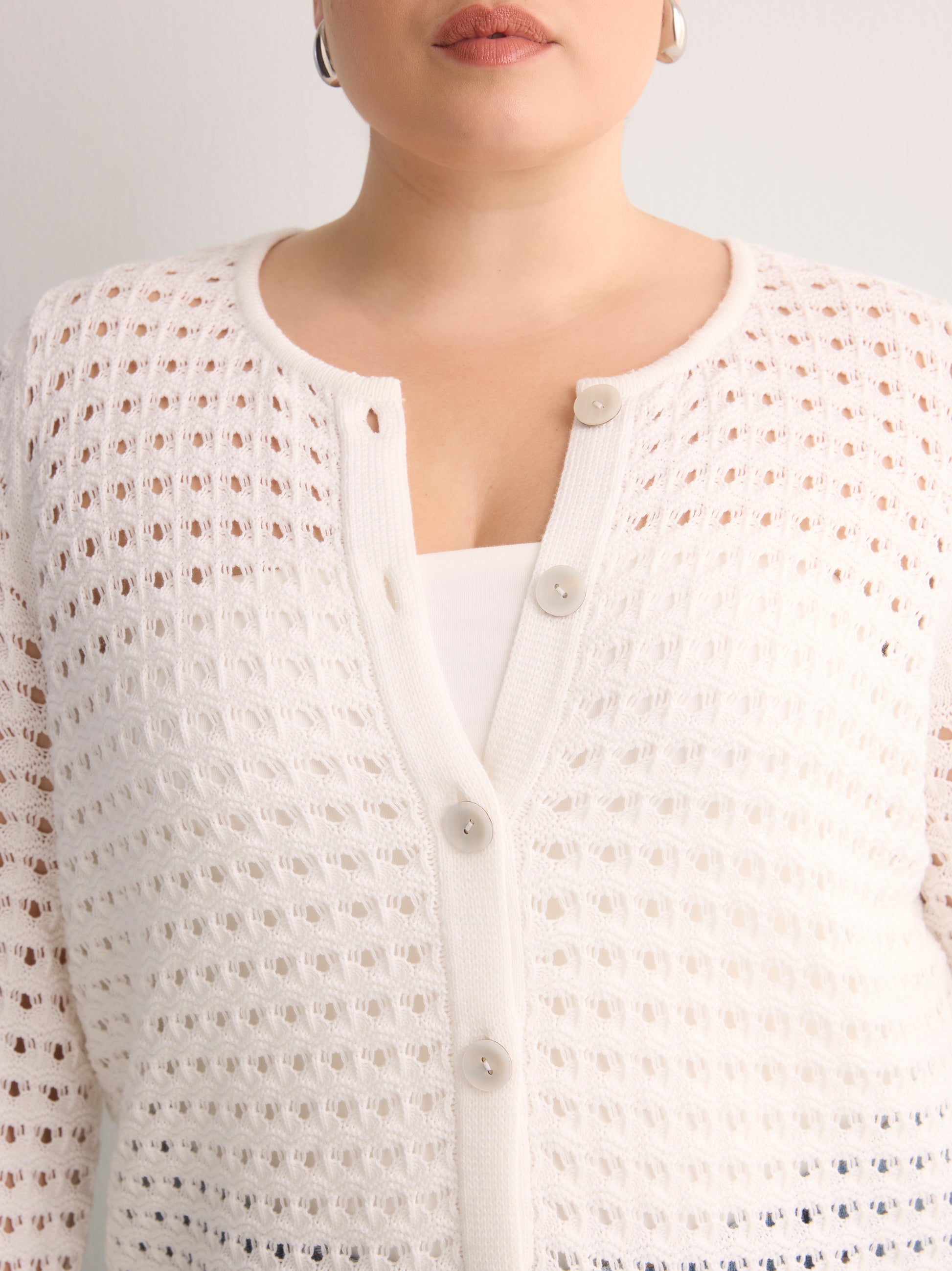 Semi-Fitted Crochet Cardigan with Long Bell Sleeves