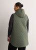 Long Quilted Knit Sleeveless Hooded Vest - Active Zone