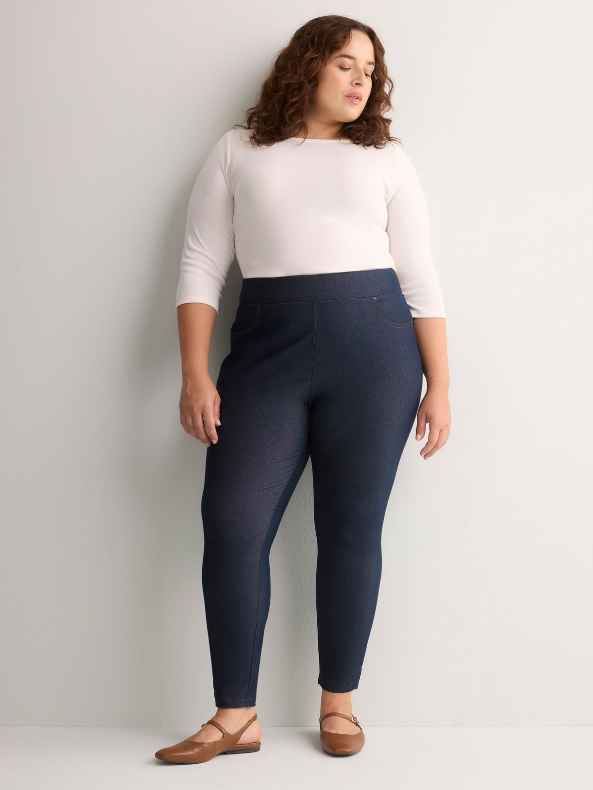 Medium Blue Denim Legging with Side Slits